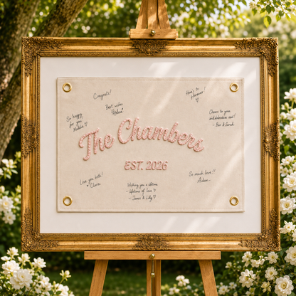 Personalized Embroidered Wedding Guest Book Banner