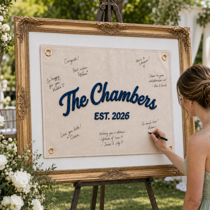 Personalized Embroidered Wedding Guest Book Banner