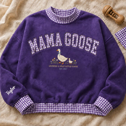 Embroidered Growing a Silly Little Goose Sweatshirt Gingham