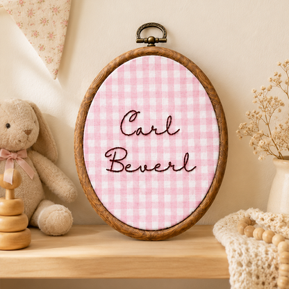 Personalized Gingham Name Embroidery Hoop