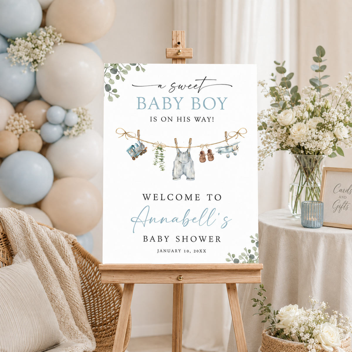Personalized Boy Baby Shower Welcome Baby Shower Sign