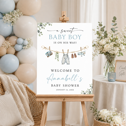 Personalized Boy Baby Shower Welcome Baby Shower Sign
