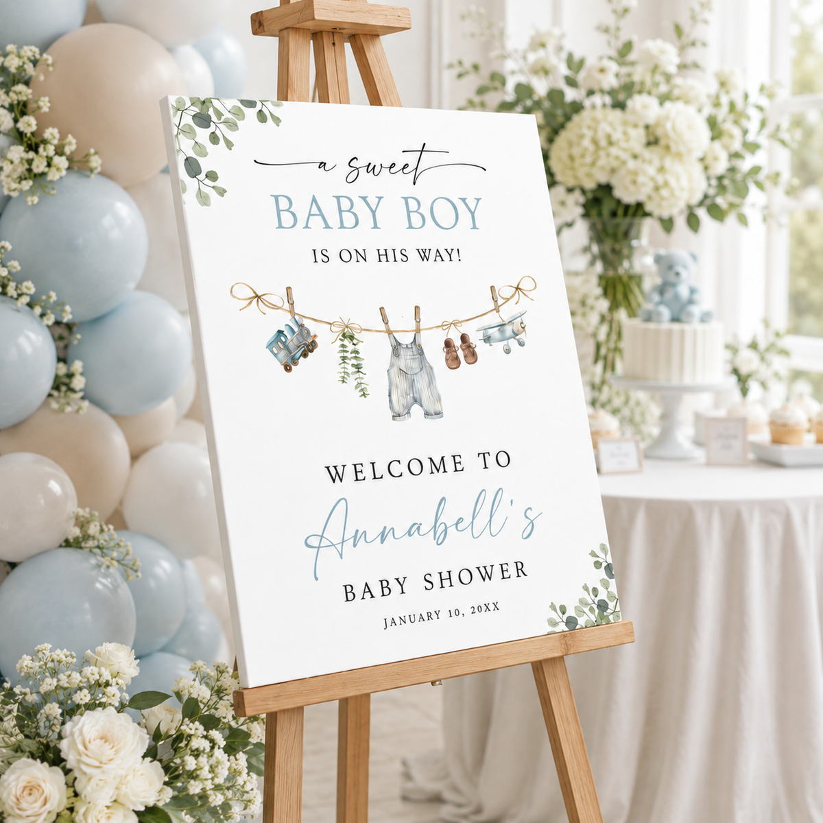 Personalized Boy Baby Shower Welcome Baby Shower Sign