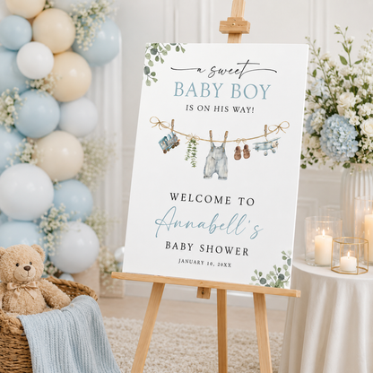 Personalized Boy Baby Shower Welcome Baby Shower Sign