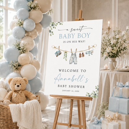 Personalized Boy Baby Shower Welcome Baby Shower Sign