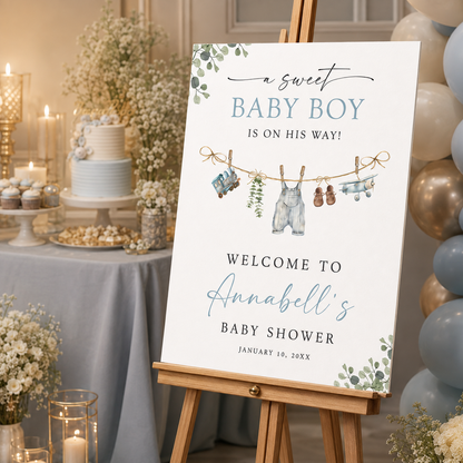 Personalized Boy Baby Shower Welcome Baby Shower Sign
