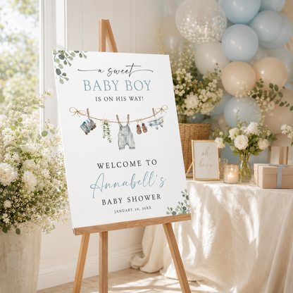 Personalized Boy Baby Shower Welcome Baby Shower Sign