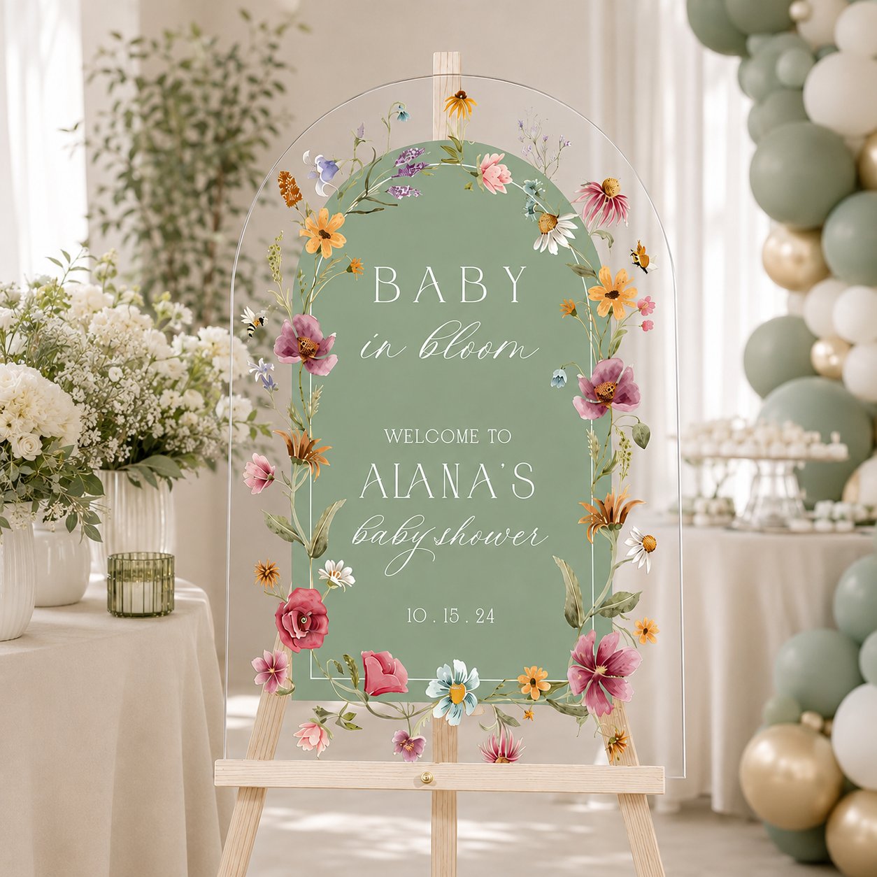Personalized Wildflower Baby Shower Welcome Sign