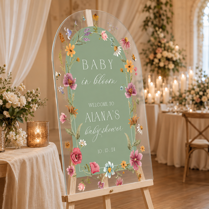 Personalized Wildflower Baby Shower Welcome Sign