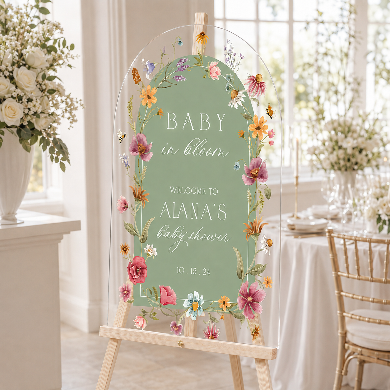 Personalized Wildflower Baby Shower Welcome Sign