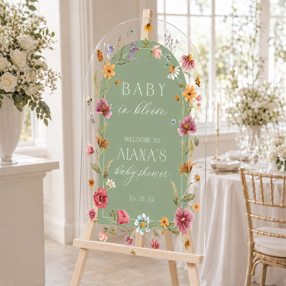 Personalized Wildflower Baby Shower Welcome Sign