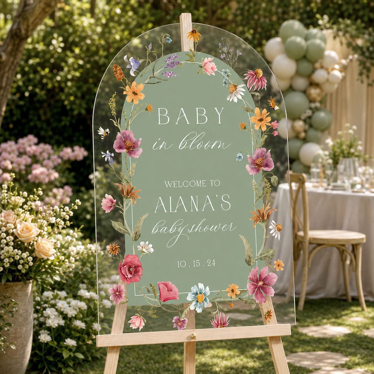 Personalized Wildflower Baby Shower Welcome Sign