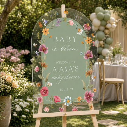 Personalized Wildflower Baby Shower Welcome Sign