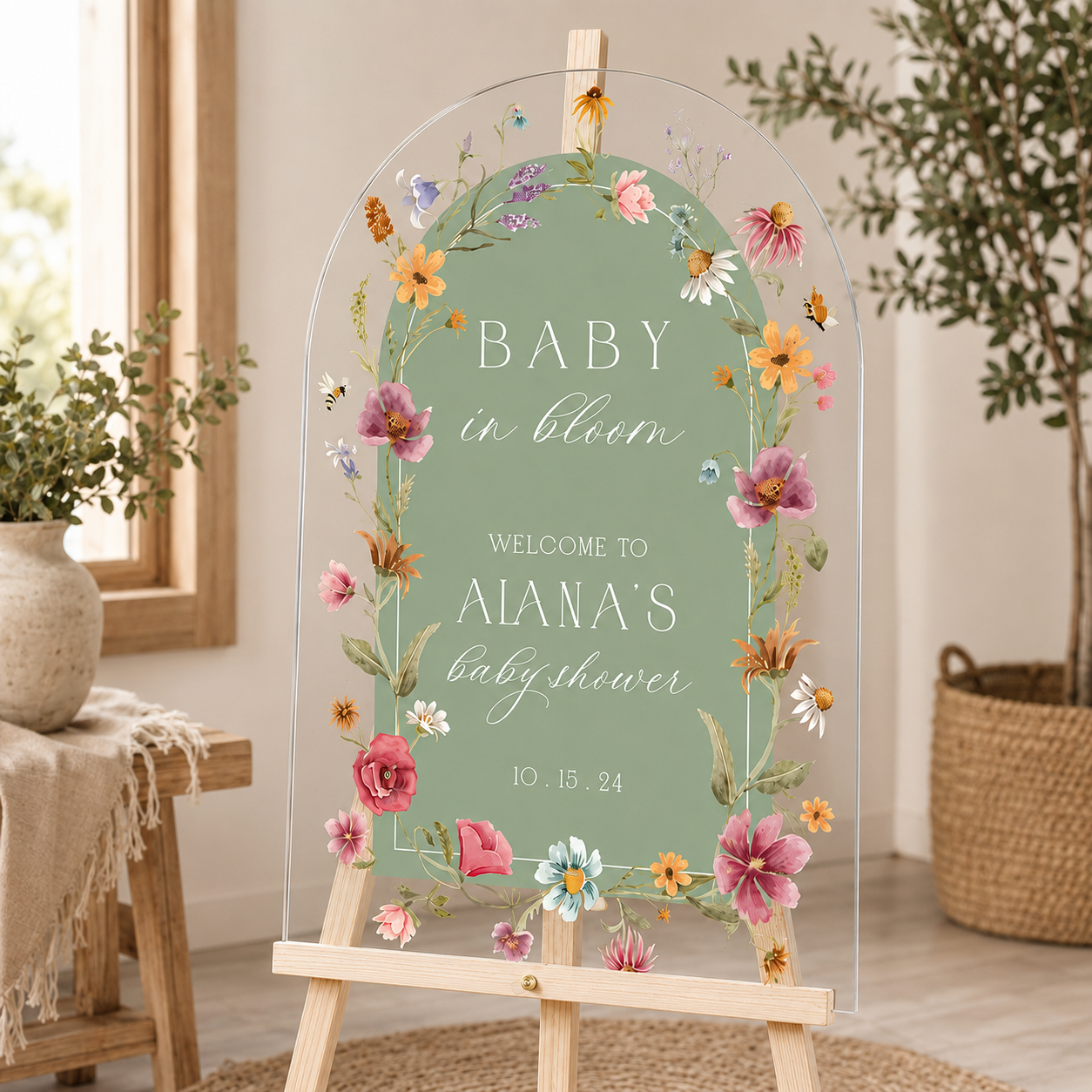 Personalized Wildflower Baby Shower Welcome Sign