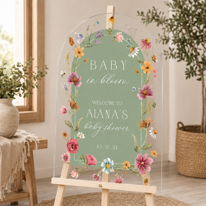 Personalized Wildflower Baby Shower Welcome Sign