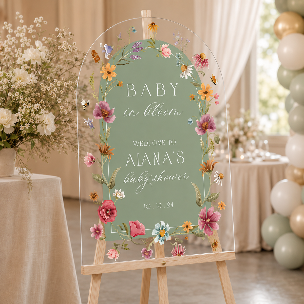 Personalized Wildflower Baby Shower Welcome Sign