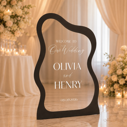 Personalized Minimalist Wavy Acrylic Wedding Welcome Sign