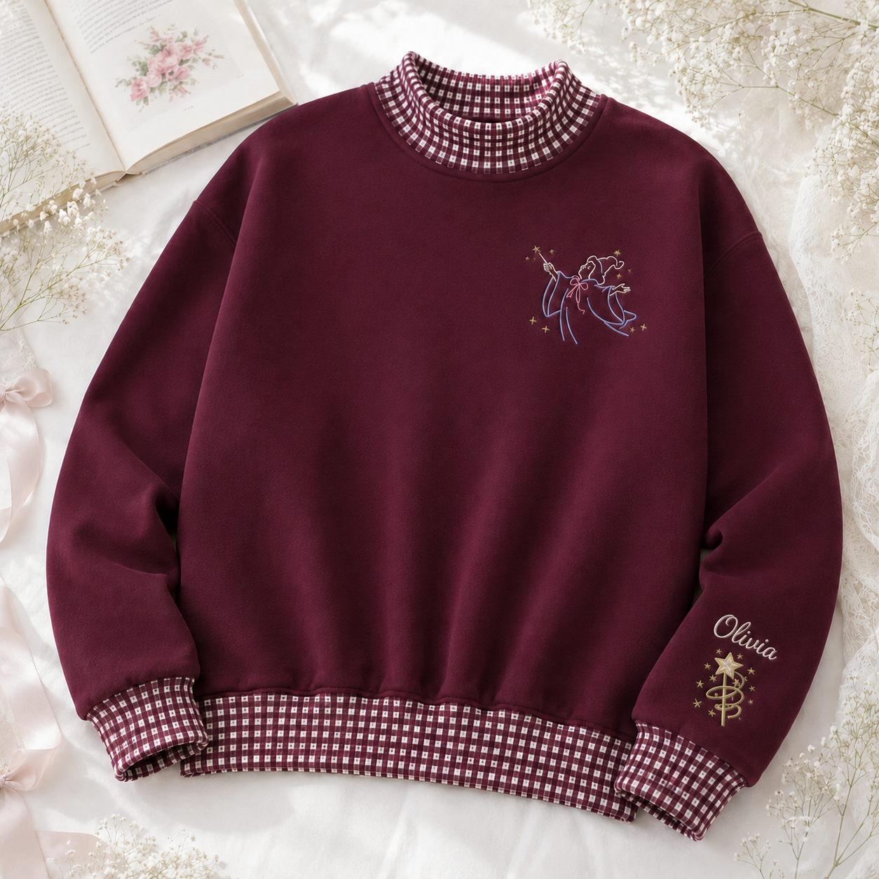 Whimsical Personalized Fairy Godmother Sweatshirt Custom Sleeve Name