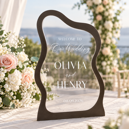 Personalized Minimalist Wavy Acrylic Wedding Welcome Sign