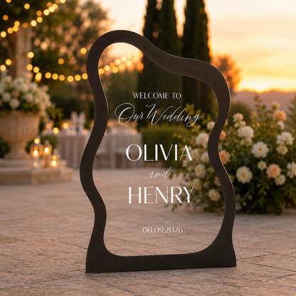 Personalized Minimalist Wavy Acrylic Wedding Welcome Sign