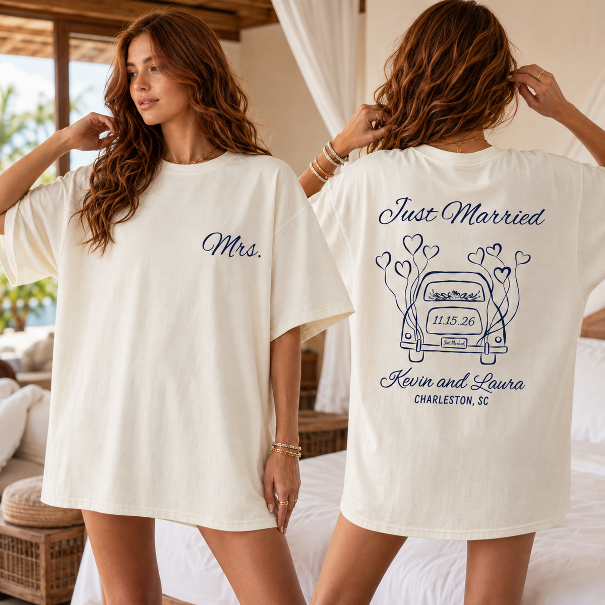 Personalized Just Married Wedding Shirt