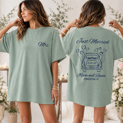 Personalized Just Married Wedding Shirt