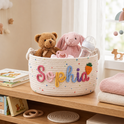 Handmade Candy Basket Personalized Name Storage Baby Shower Gift