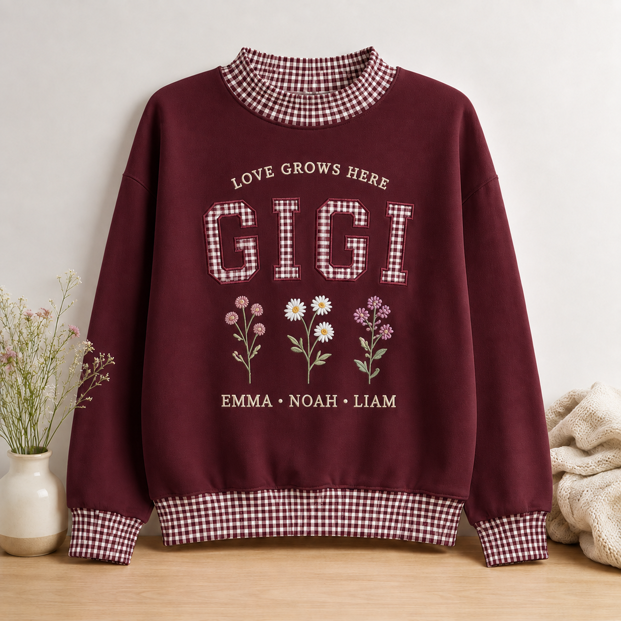 Maroon personalized Gigi sweatshirt
