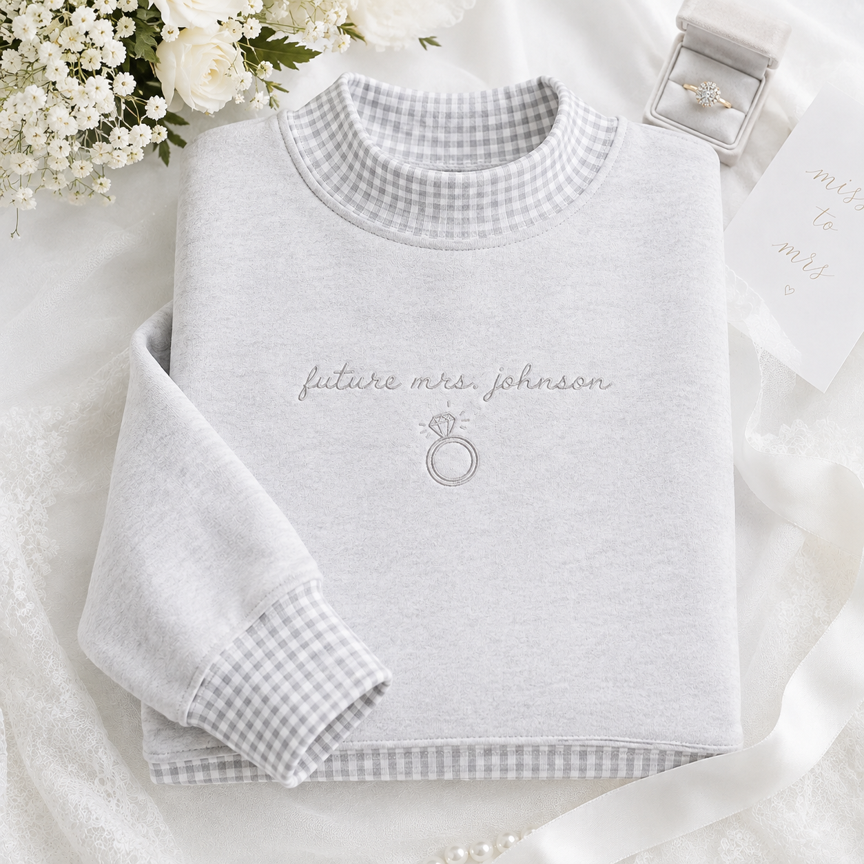 Personalized Engagement Sweatshirt Custom Couple Embroidery