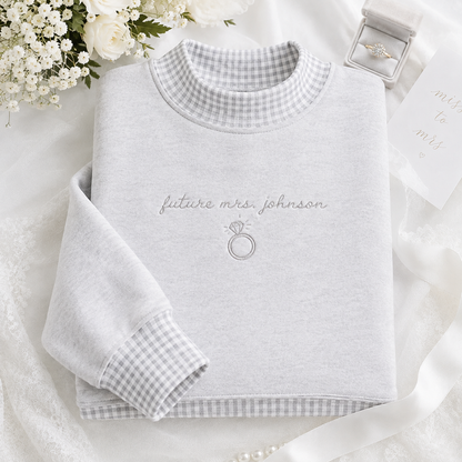 Personalized Engagement Sweatshirt Custom Couple Embroidery