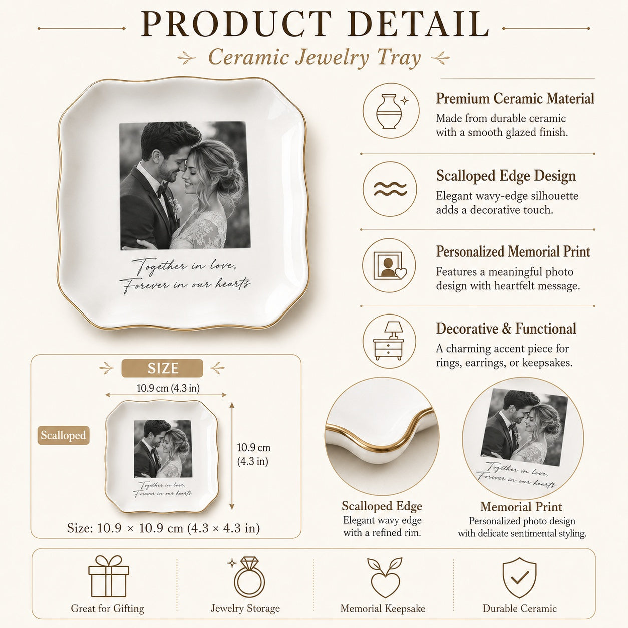 Personalized Couple Photo Ceramic Keepsake Tray