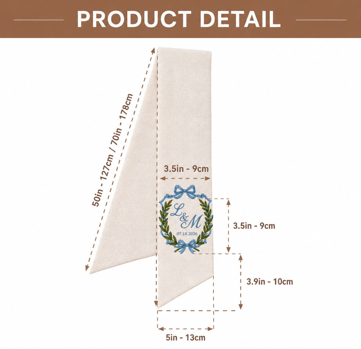Personalized Embroidered Bridal Bouquet Sash
