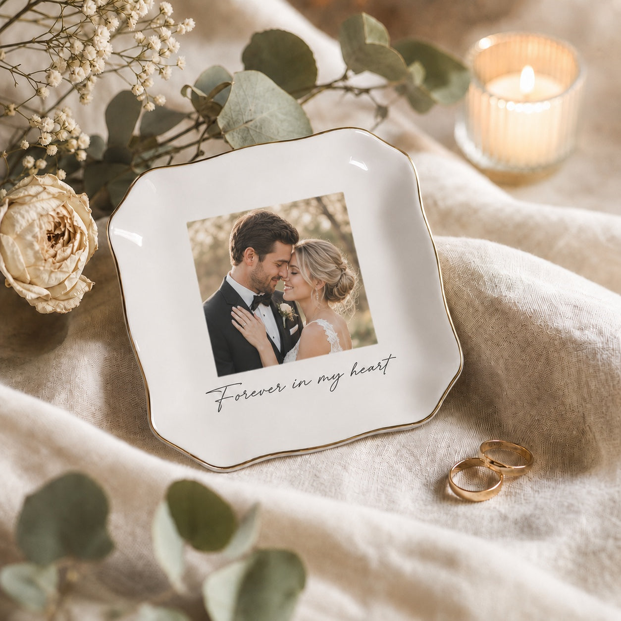 Personalized Memory Ceramic Photo Keepsake Tray