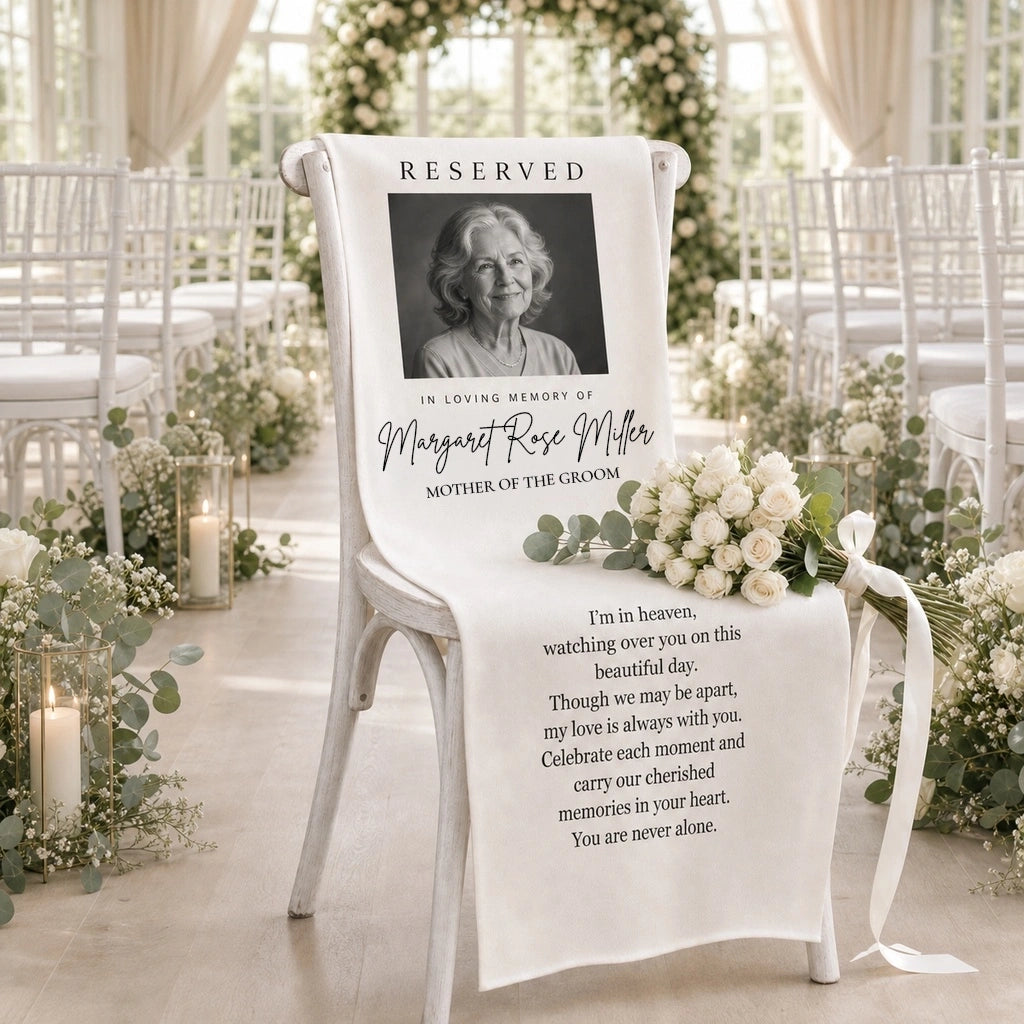 Personalized Memorial Wedding Chair Sign with Photo