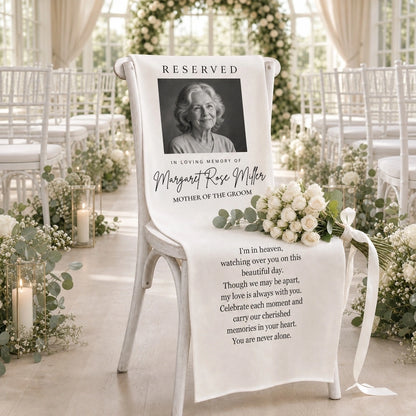 Personalized Memorial Wedding Chair Sign with Photo