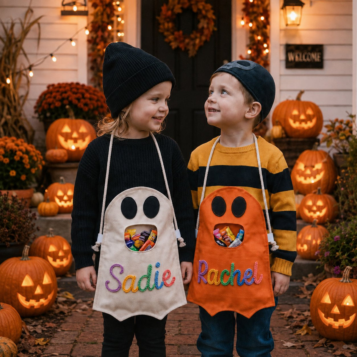 Handmade Candy Bag Personalized Halloween Ghost Treat Candy Bag for Kids