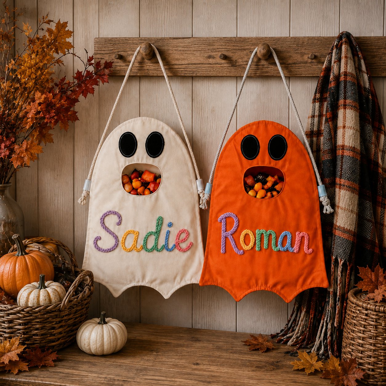 Handmade Candy Bag Personalized Halloween Ghost Treat Candy Bag for Kids