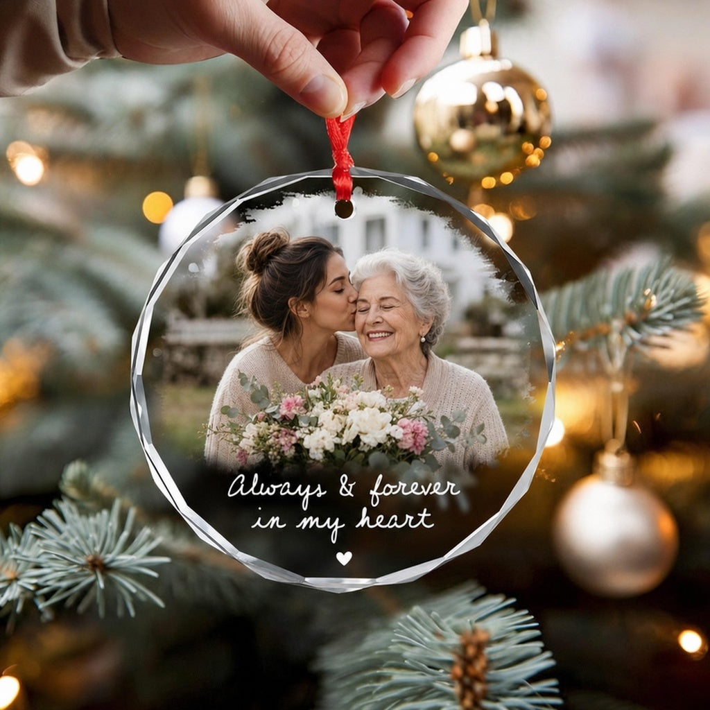 Custom Photo Memorial Glass Ornament