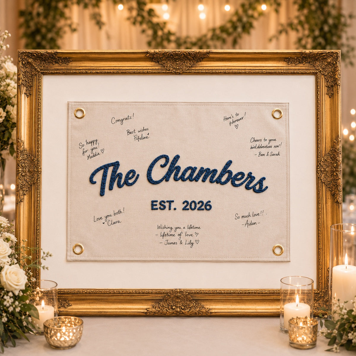 Personalized Embroidered Wedding Guest Book Banner