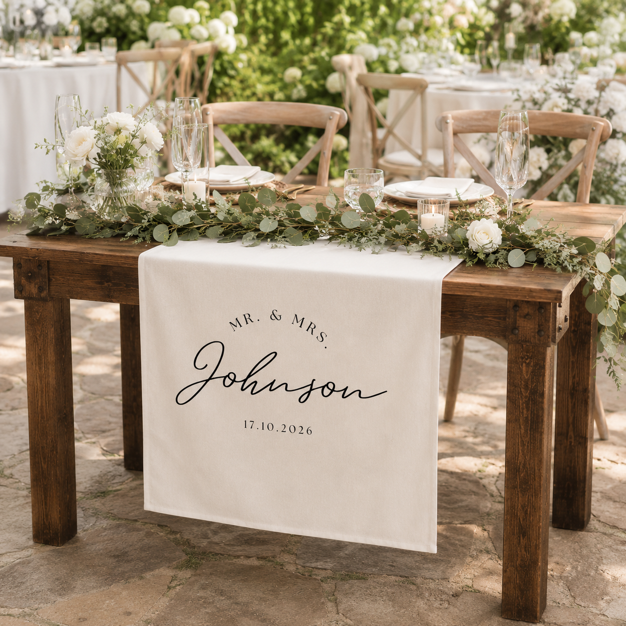 Personalized Mr & Mrs Wedding Table Runner