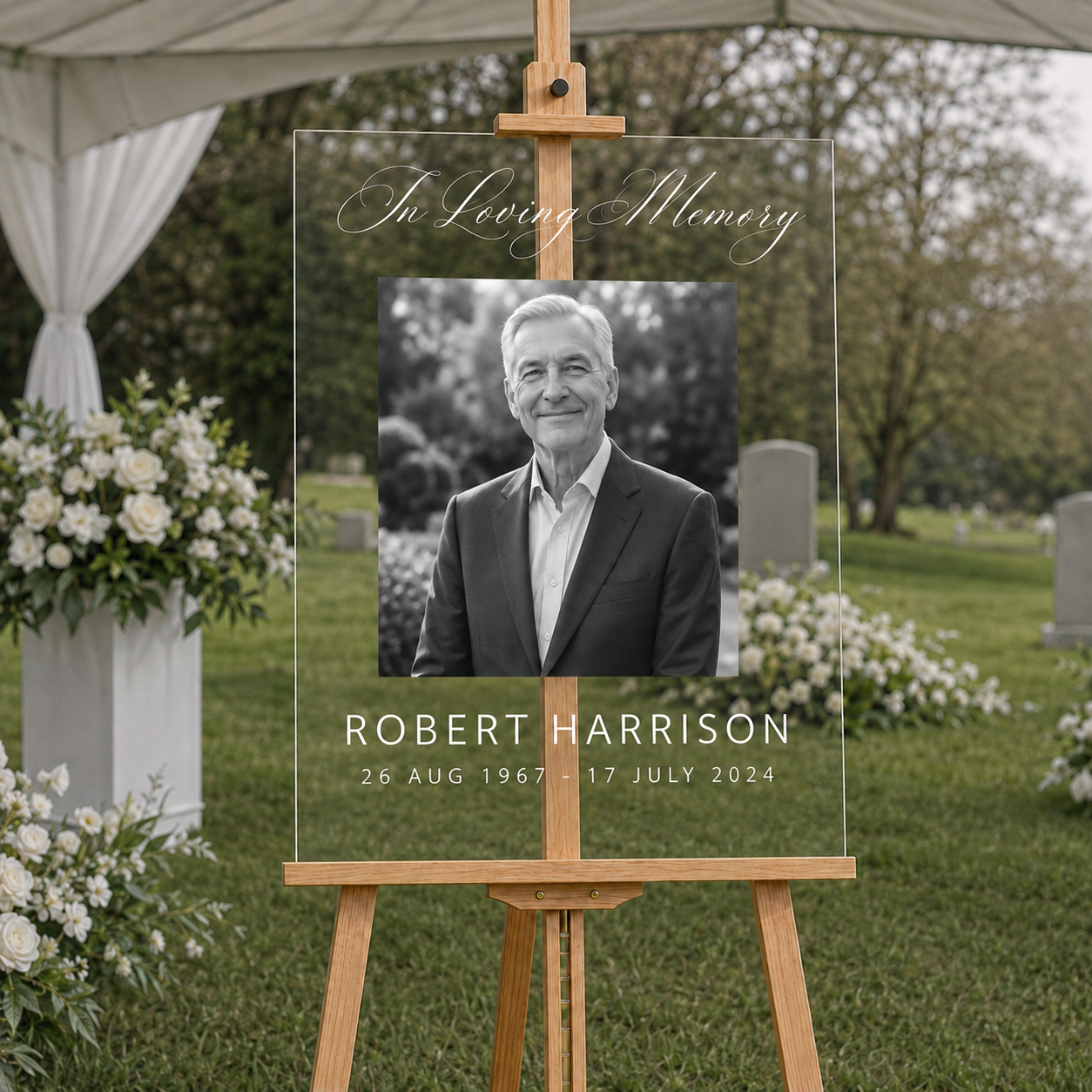 Personalized In Loving Memory Acrylic Photo Sign for Funeral Service