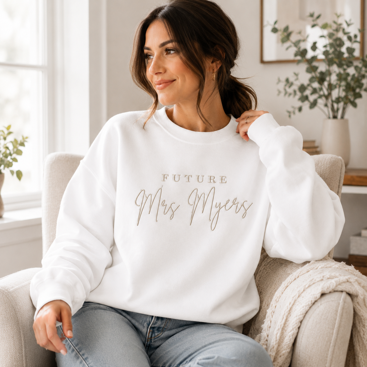 Personalized Future Mrs Embroidered Sweatshirt