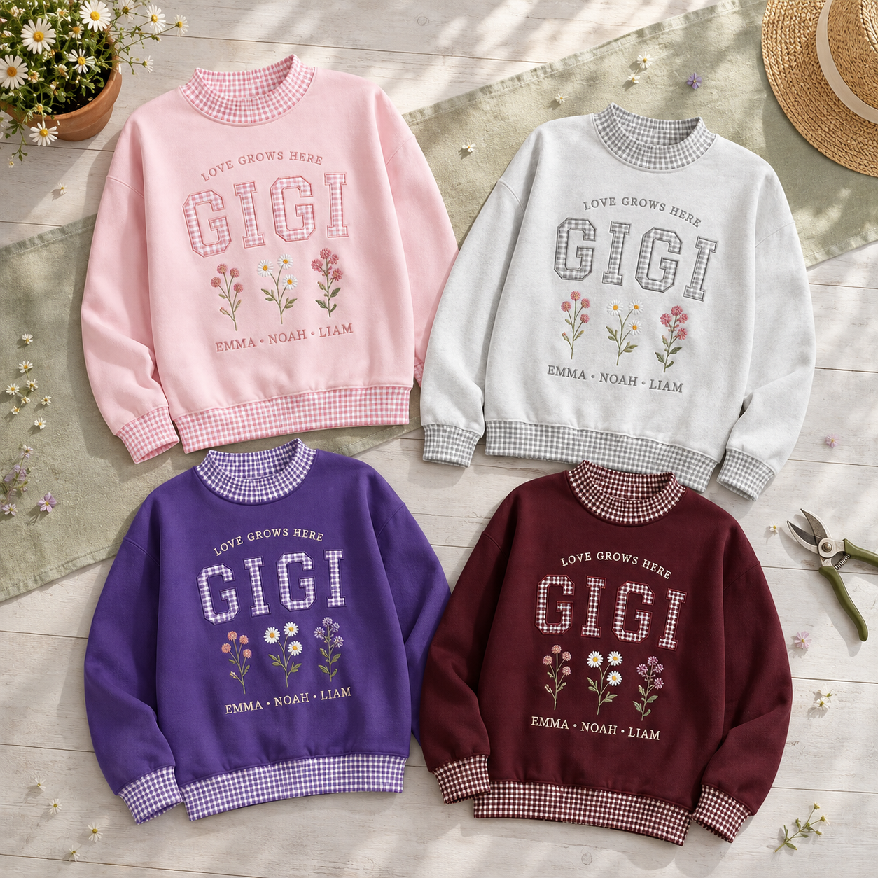 Personalized Gigi sweatshirt color options