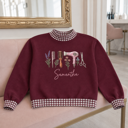 Chic Hairstylist Sweatshirt for Salon Pros with Personalized Name