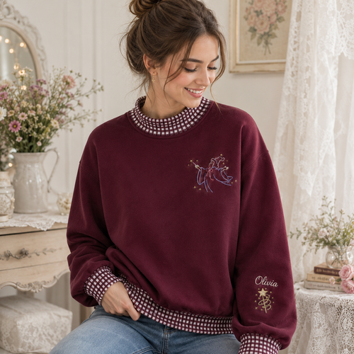 Whimsical Personalized Fairy Godmother Sweatshirt Custom Sleeve Name