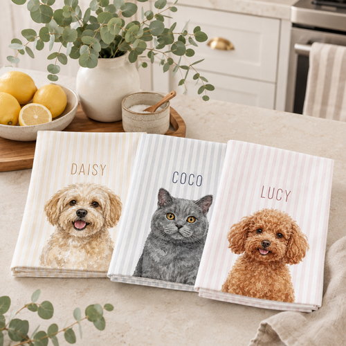 Personalized Pet Portrait Kitchen Towel