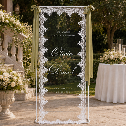 Personalized Romantic Lace Wedding Welcome Sign