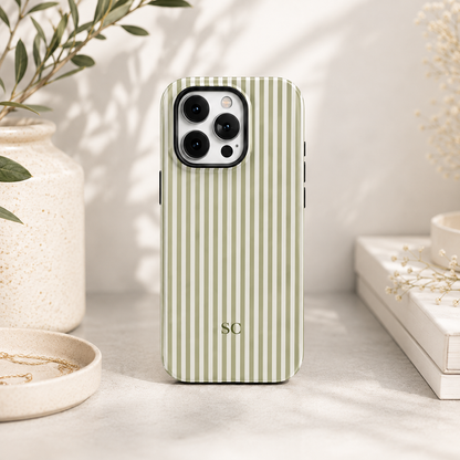 Personalized Striped Initial Phone Case