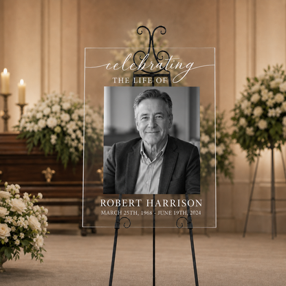 Personalized Celebration of Life Acrylic Memorial Sign with Photo