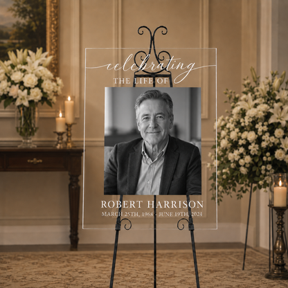 Personalized Celebration of Life Acrylic Memorial Sign with Photo